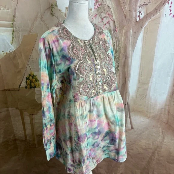 NEW Soft Surroundings Bazille Pastel Embroidered Tunic - Picture 5 of 14